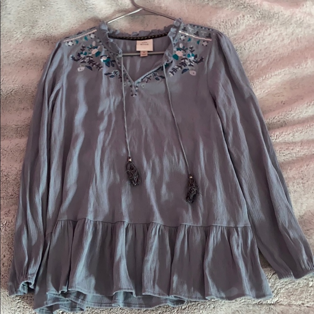 Light blue flowy blouse